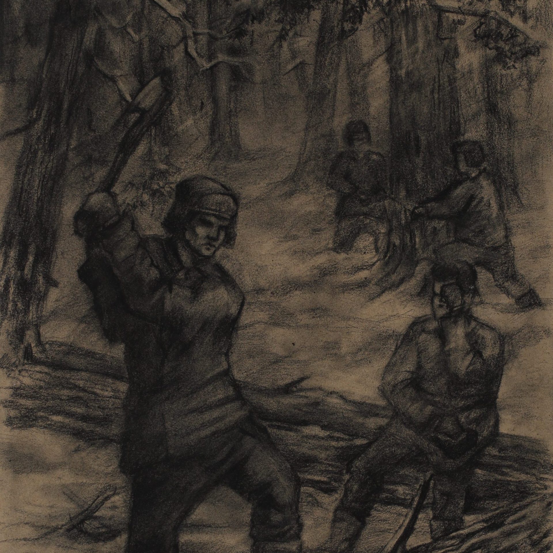 Рубка леса. Ширинкин Иван. Бумага, уголь. 2016_1